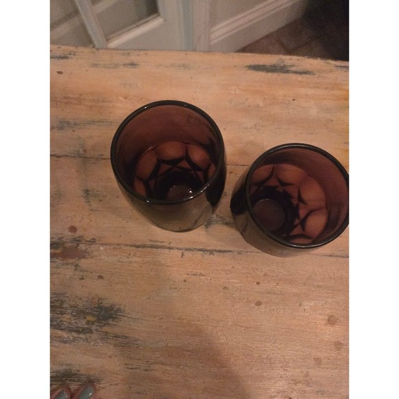 Set 2 Viking Amethyst Purple Georgian Glasses Honeycomb 1 tall 1 short - Picture 2 of 7